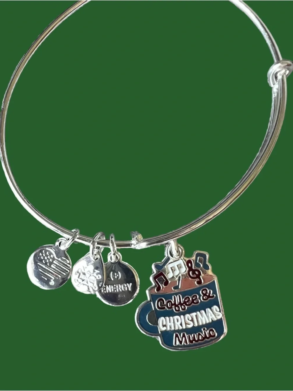 Silver Charm Bangle Bracelet Coffee & Christmas Music by Alex and Ani
